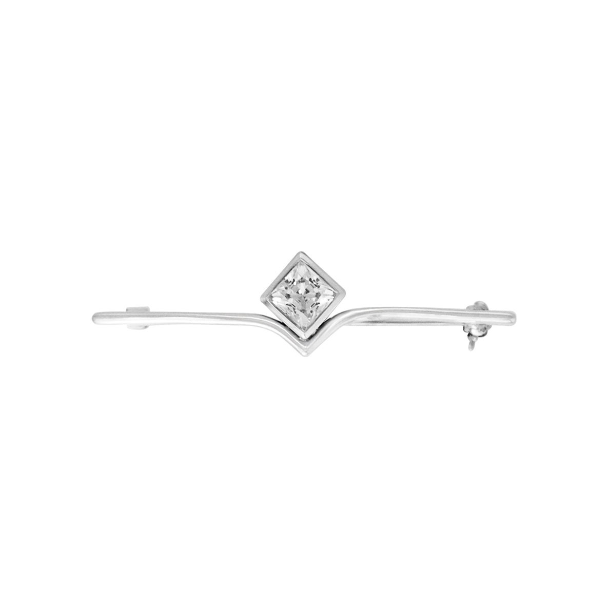 Equestrian Elegance Bar with Square Gem Sterling Silver Brooch TBC076