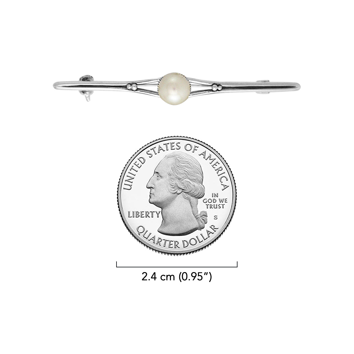 Equestrian Elegance Bar with Pearl Sterling Silver Brooch TBC077