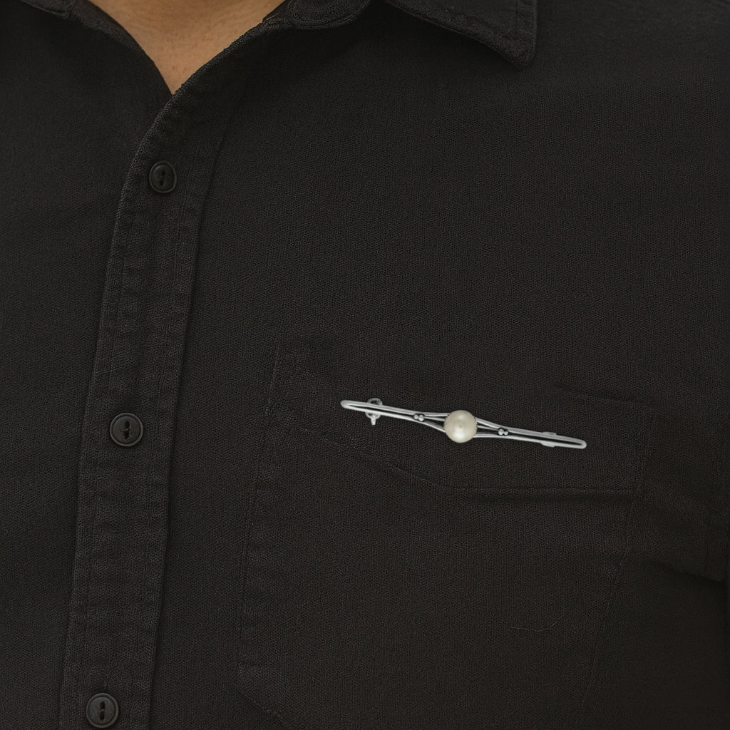 Equestrian Elegance Bar with Pearl Sterling Silver Brooch TBC077