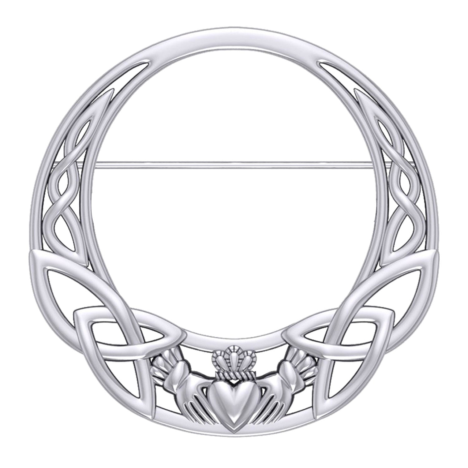 Celtic Claddagh Heritage: Sterling Silver Brooch by Peter Stone Jewelry - Traditional Irish Symbolism TBC168