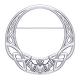 Celtic Claddagh Heritage: Sterling Silver Brooch by Peter Stone Jewelry - Traditional Irish Symbolism TBC168