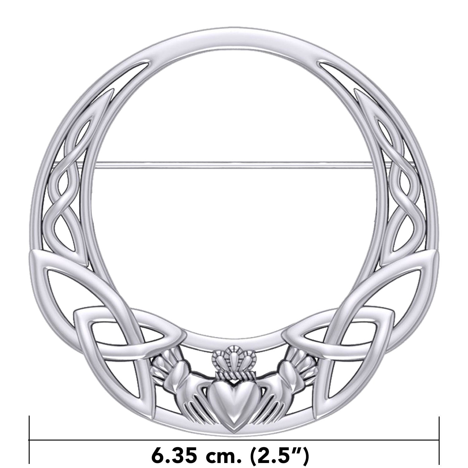 Celtic Claddagh Heritage: Sterling Silver Brooch by Peter Stone Jewelry - Traditional Irish Symbolism TBC168