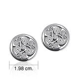 Celtic Triskele Round Sterling Silver Post Earrings TER2236