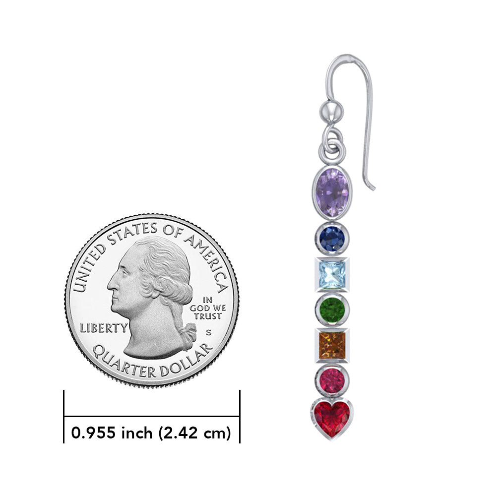 Sterling Silver Chakra Earrings with Gemstones TER414