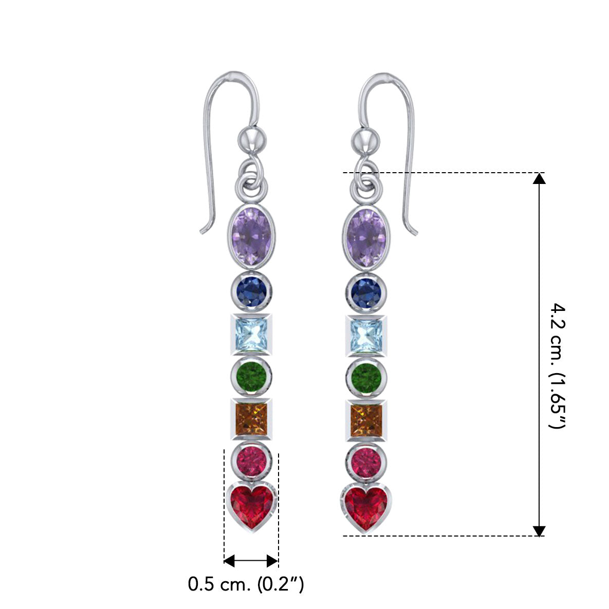 Sterling Silver Chakra Earrings with Gemstones TER414
