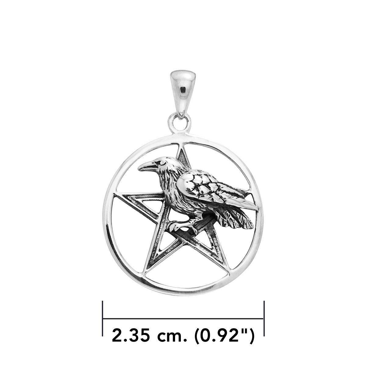 Raven on Pentacle Sterling Silver Pendant TP1530