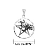 Raven on Pentacle Sterling Silver Pendant TP1530