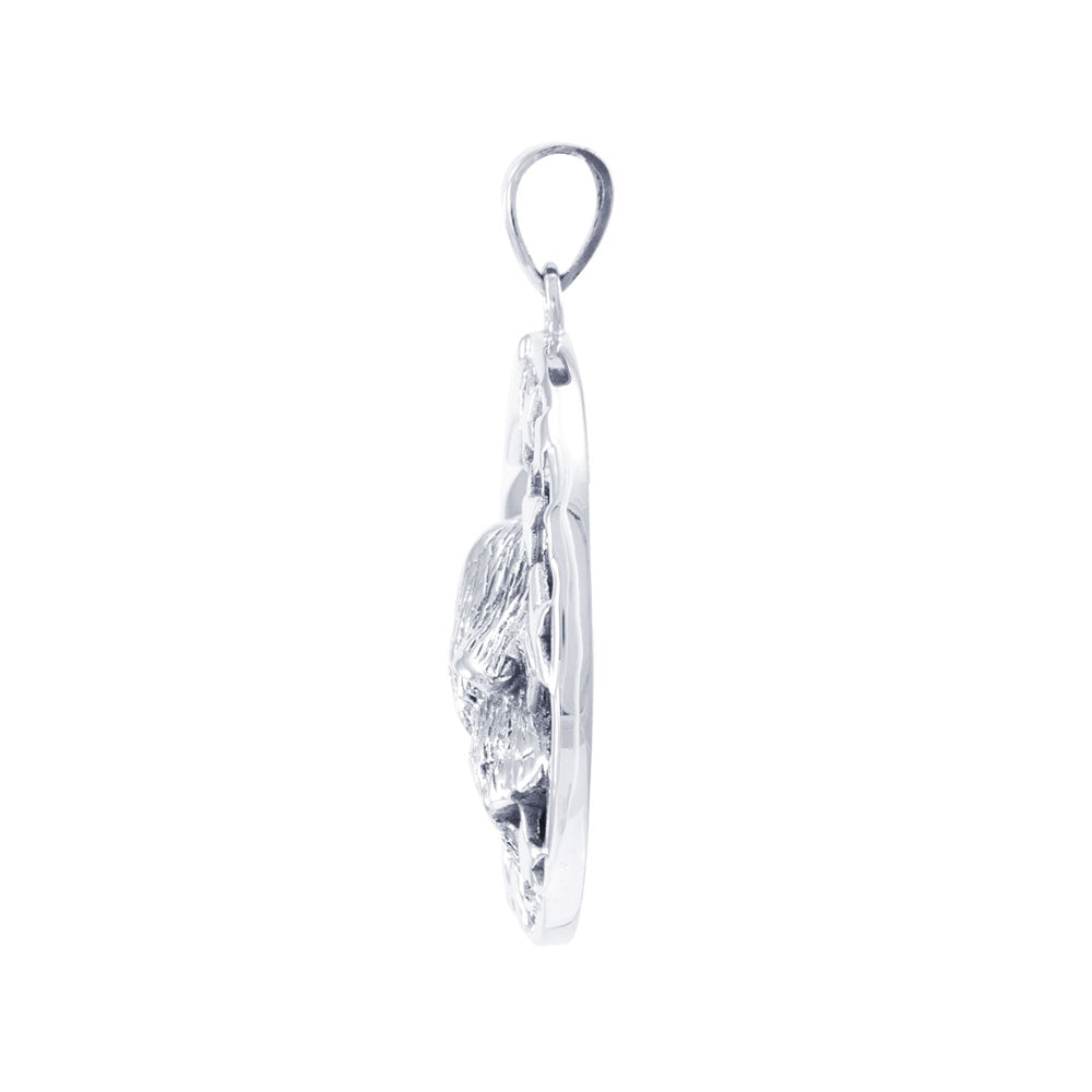 Baying wolf around the celestial beauty ~ Sterling Silver Pendant TP831