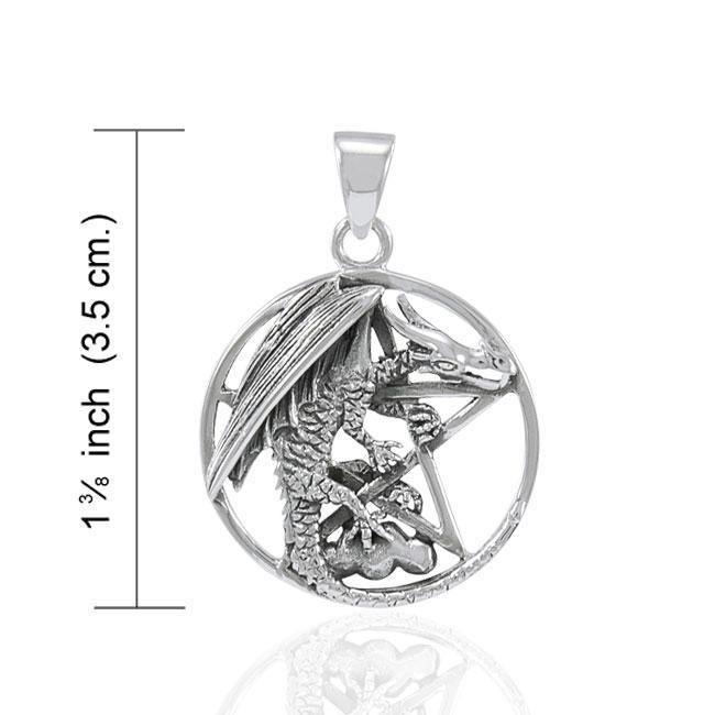Dragon Clutching Pentacle Sterling Silver Pendant TP976