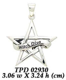 Witch Diva Pentagram Sterling Silver Pendant TPD2930
