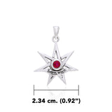 Salem Witch Seven Pointed Star with Gemstone Silver Pendant TPD2928