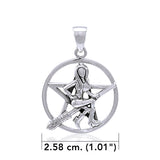 Salem Witch Silver Pendant with Pentacle TPD4247