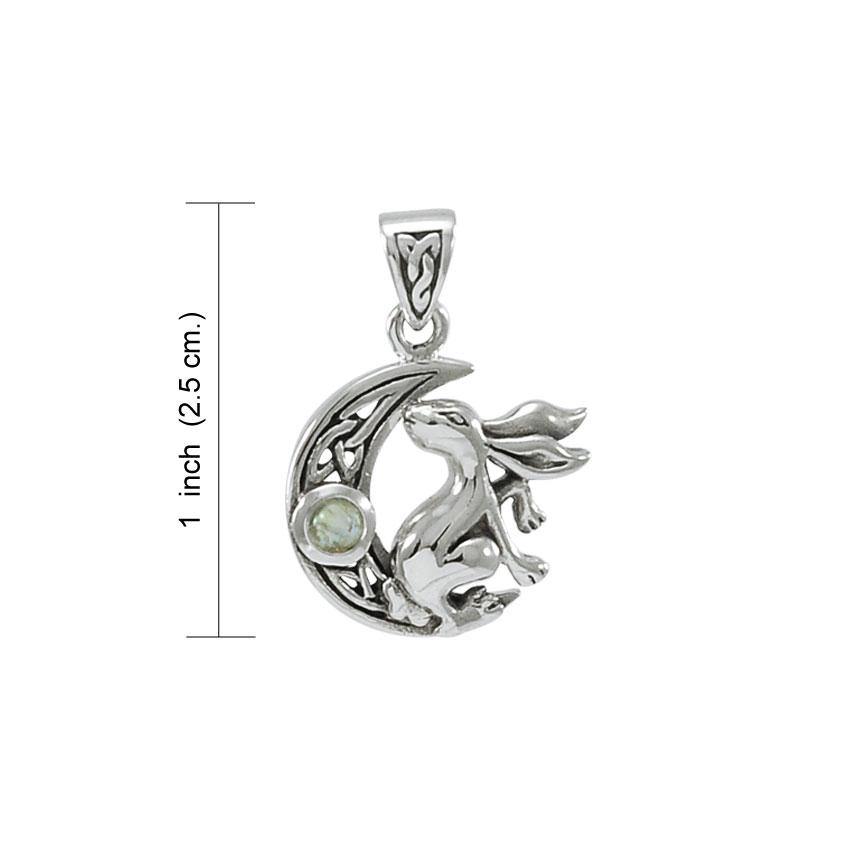 Rabbit on Celtic Crescent Moon Sterling Silver Pendant TPD4291