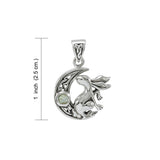 Rabbit on Celtic Crescent Moon Sterling Silver Pendant TPD4291