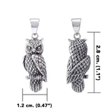 Wise and ever watchful ~ Sterling Silver Jewelry Horned Owl 3 Dimensional Pendant TPD4586