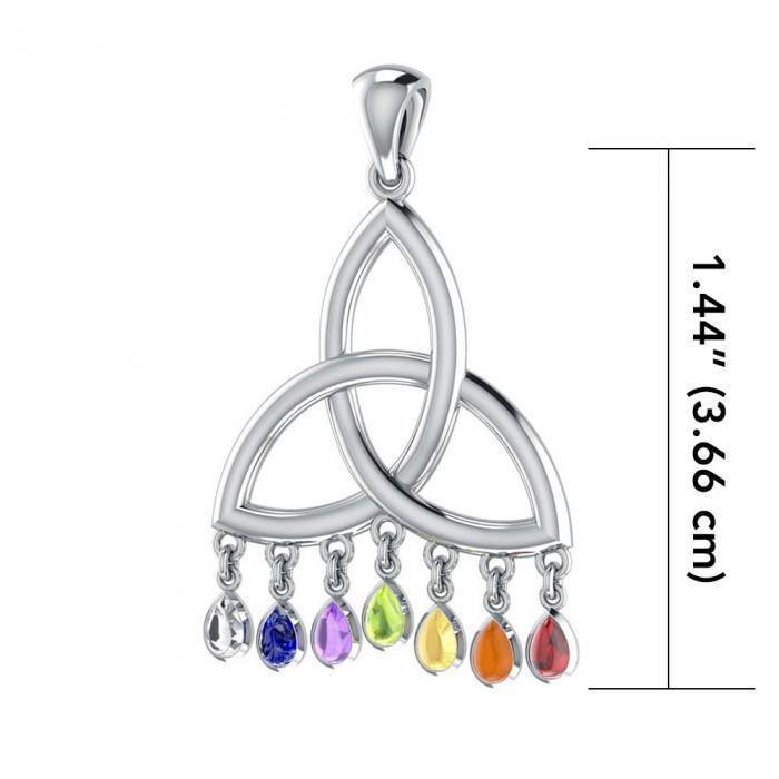 Celtic Triquetra Knot Silver Pendant with Chakra Gemstone TPD461