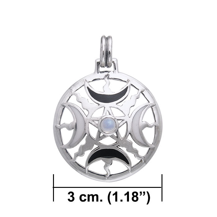 Sun Fire Moon Sterling Silver Pendant With Gem and Enamel  TPD536