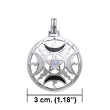 Sun Fire Moon Sterling Silver Pendant With Gem and Enamel  TPD536