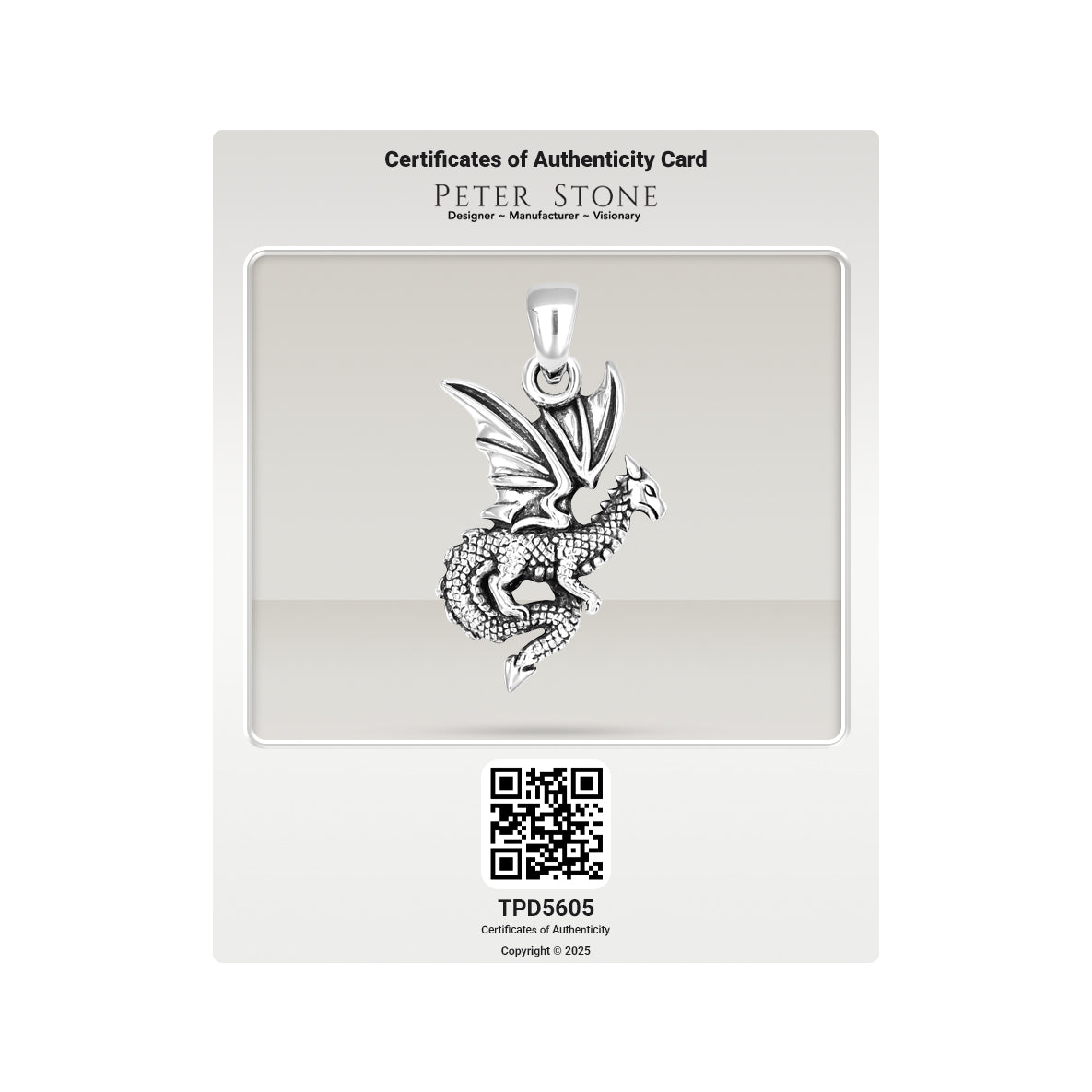 Flying Dragon Sterling Silver Pendant TPD5605