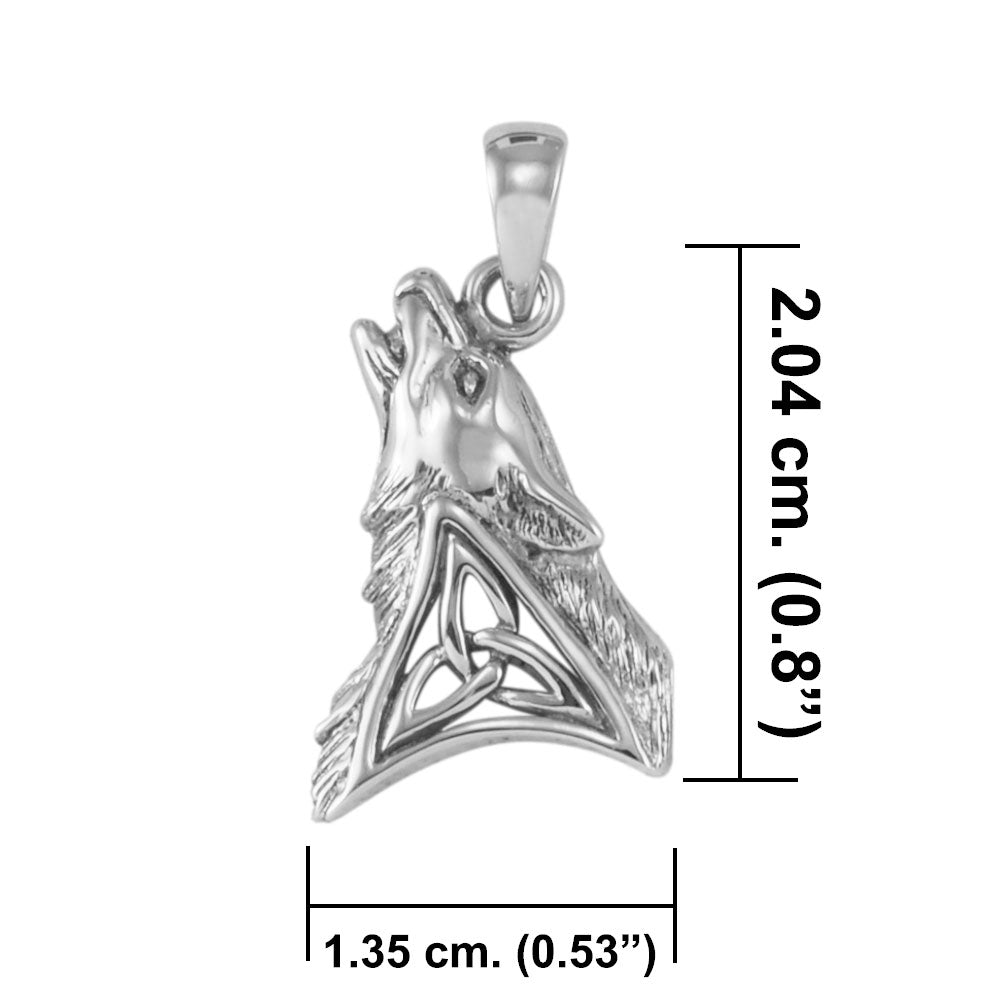Celtic Howling Wolf Silver Pendant TPD5717