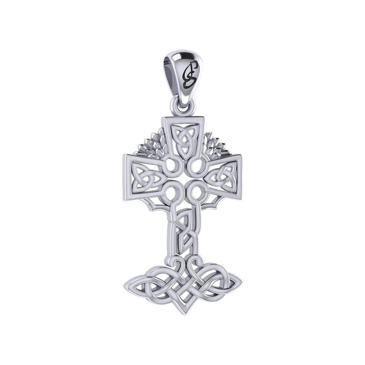 Celtic Tree of Life Irish Cross Silver Pendant TPD6123