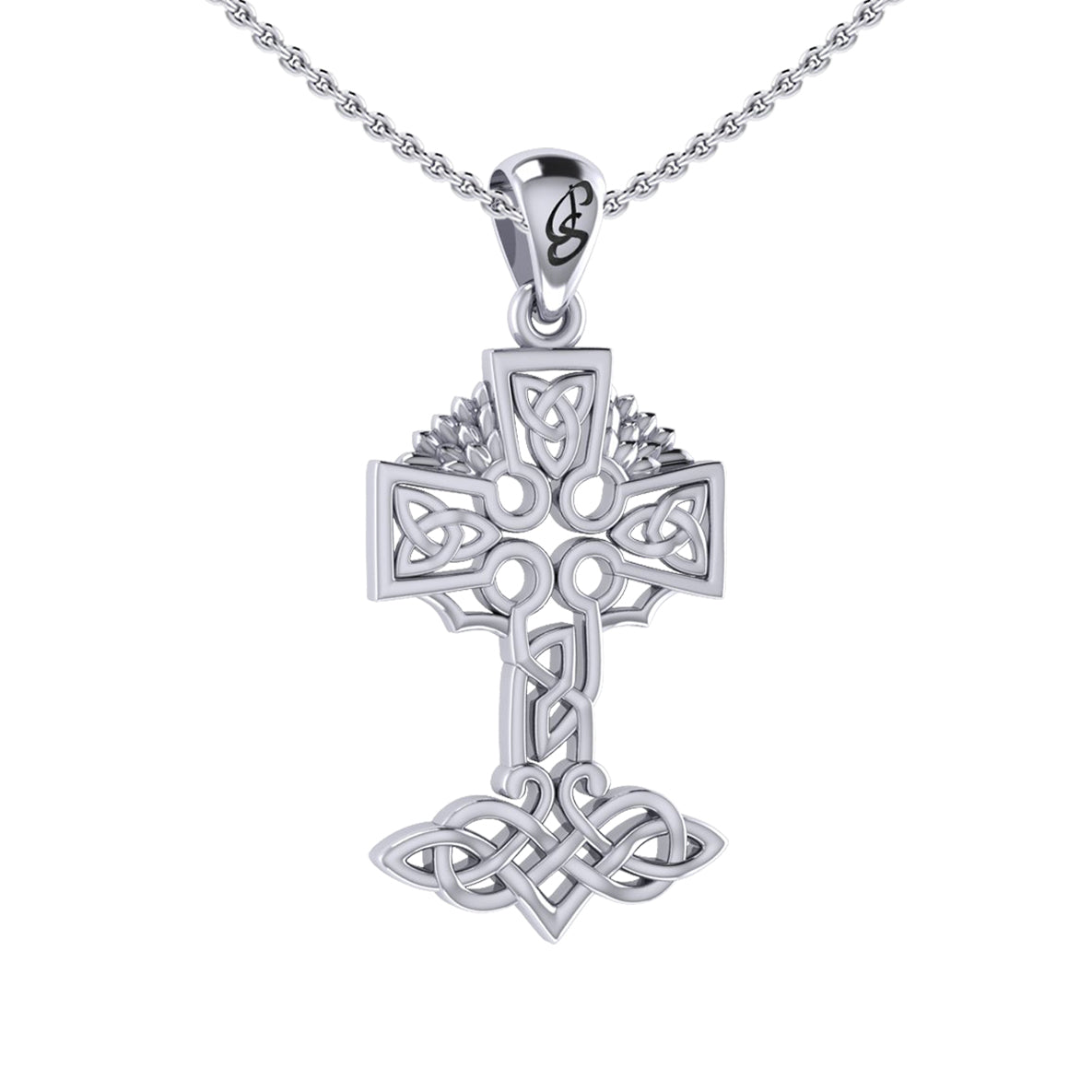 Celtic Tree of Life Irish Cross Silver Pendant TPD6123