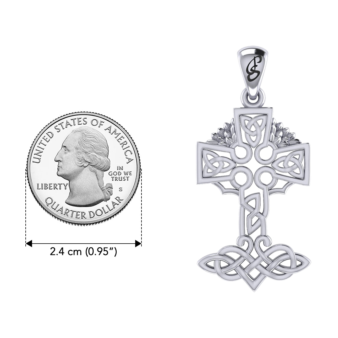 Celtic Tree of Life Irish Cross Silver Pendant TPD6123