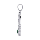 Claddagh and Celtic Crescent Moon with Heart Gemstone Silver Pendant TPD6130