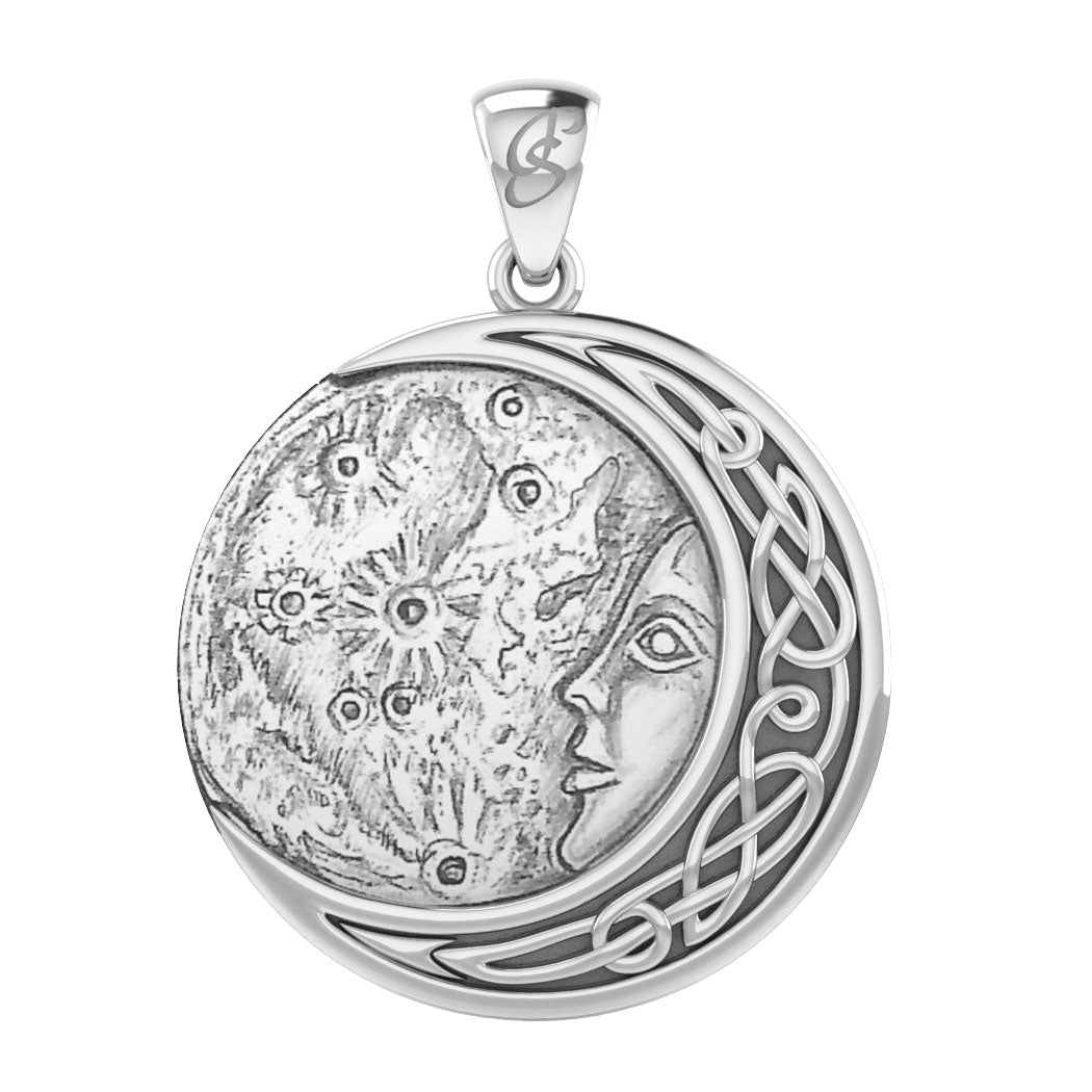 Luna Goddess with Crescent Moon Silver Pendant Inspired by Oberon Zell  TPD6133