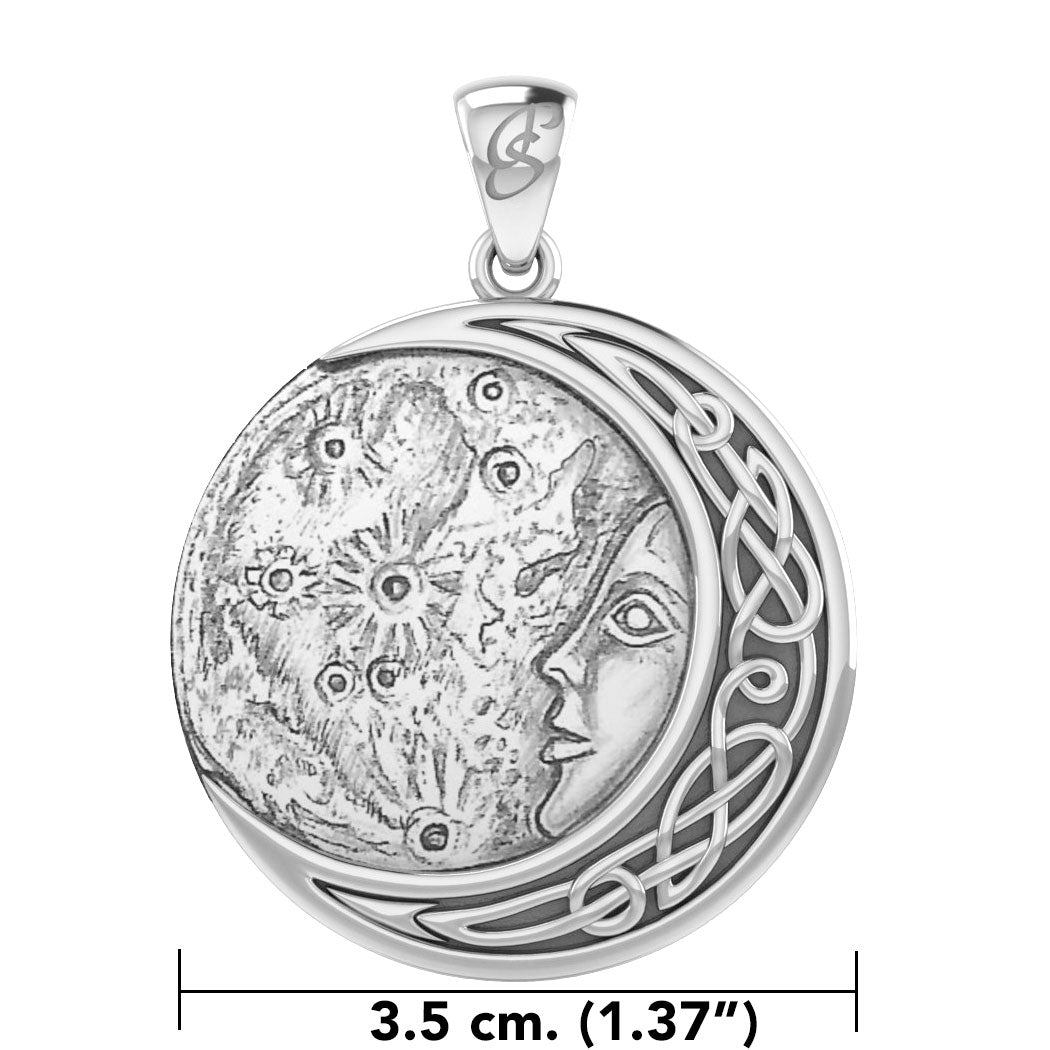 Luna Goddess with Crescent Moon Silver Pendant Inspired by Oberon Zell  TPD6133