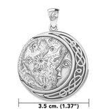Luna Goddess with Crescent Moon Silver Pendant Inspired by Oberon Zell  TPD6133