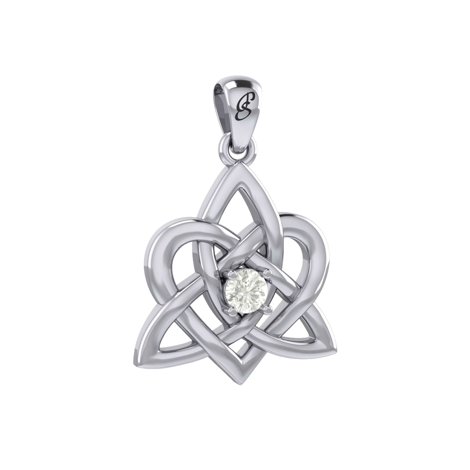 Peter Stone Jewelry: Sterling Silver Triquetra Celtic Heart Pendant with Gemstone – A Meaningful and Elegant Symbolic Necklace for Timeless Beauty TPD6207