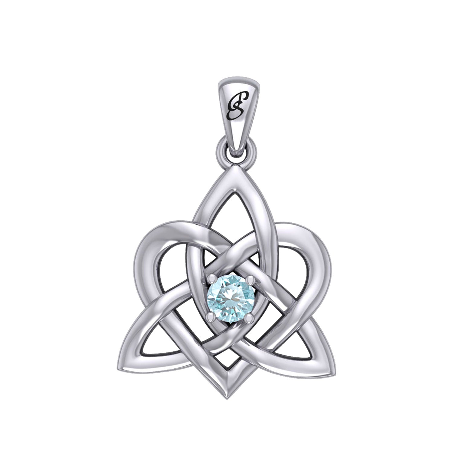 Peter Stone Jewelry: Sterling Silver Triquetra Celtic Heart Pendant with Gemstone – A Meaningful and Elegant Symbolic Necklace for Timeless Beauty TPD6207