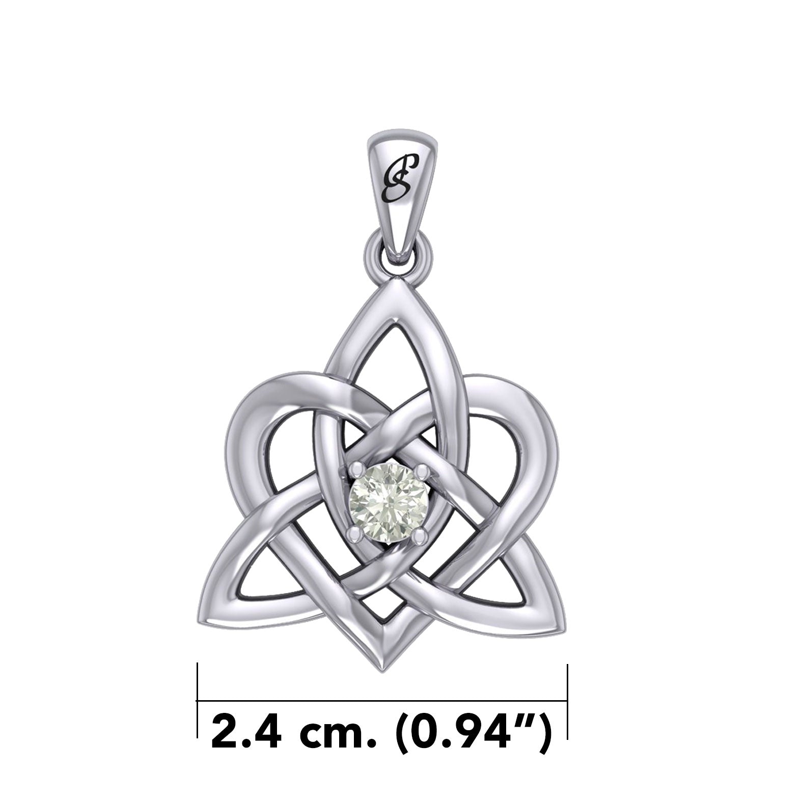 Peter Stone Jewelry: Sterling Silver Triquetra Celtic Heart Pendant with Gemstone – A Meaningful and Elegant Symbolic Necklace for Timeless Beauty TPD6207