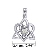 Peter Stone Jewelry: Sterling Silver Triquetra Celtic Heart Pendant with Gemstone – A Meaningful and Elegant Symbolic Necklace for Timeless Beauty TPD6207