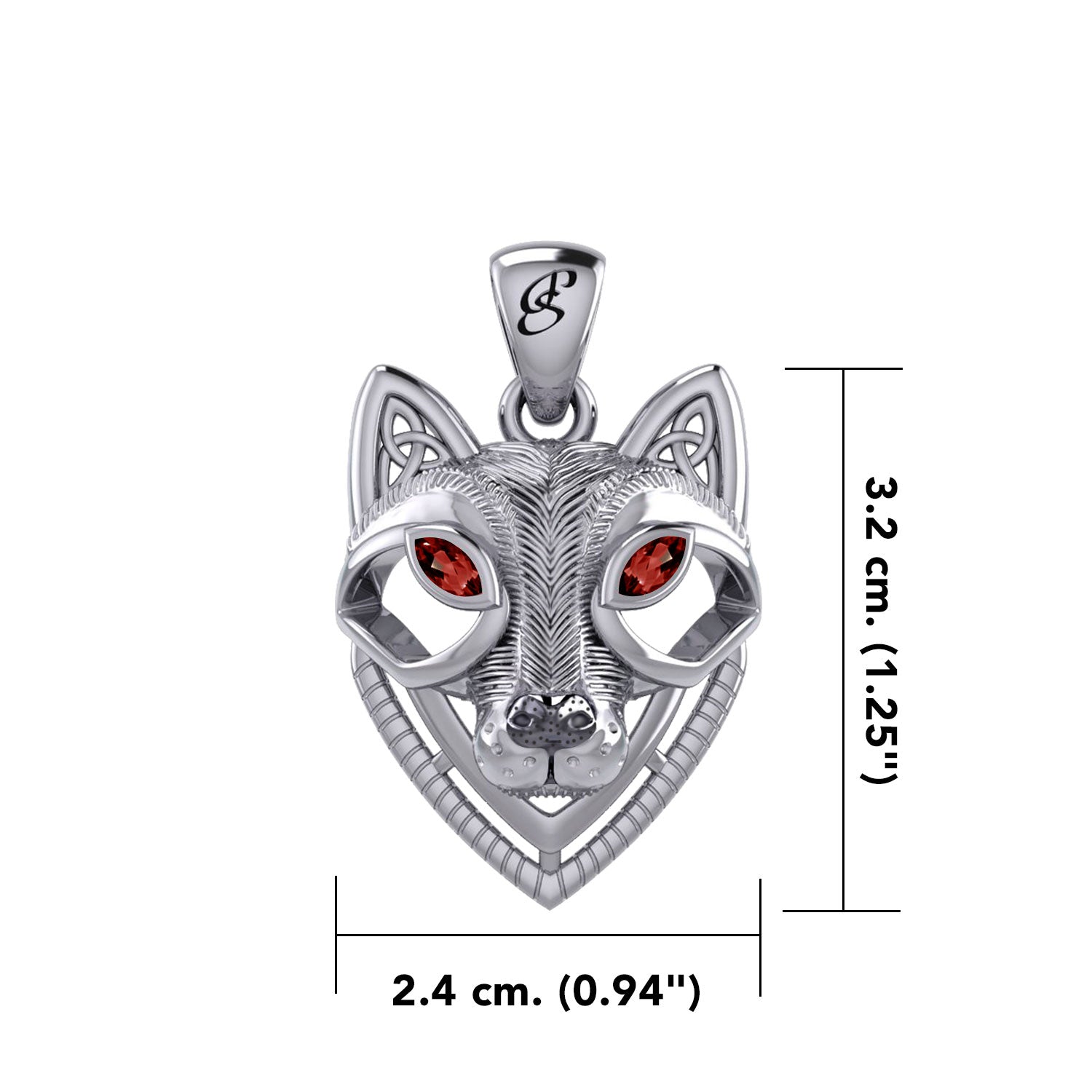 Celtic Wolf Spirit with Meaningful Gemstone Sterling Silver Pendant – Mystical Symbol of Spiritual Connection and Strength by Peter Stone Jewelry TPD6213