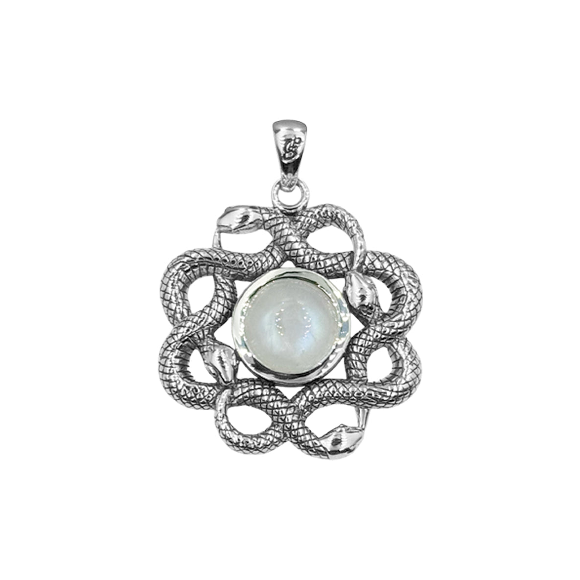 Ouroboros Snake with Celtic Knot Sterling Silver Pendant with Gem TPD6410