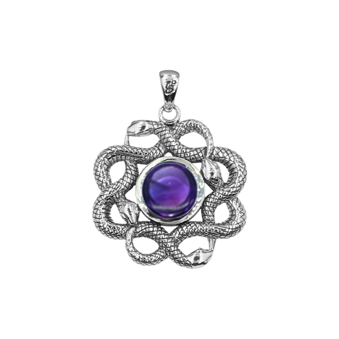 Ouroboros Snake with Celtic Knot Sterling Silver Pendant with Gem TPD6410