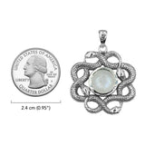 Ouroboros Snake with Celtic Knot Sterling Silver Pendant with Gem TPD6410
