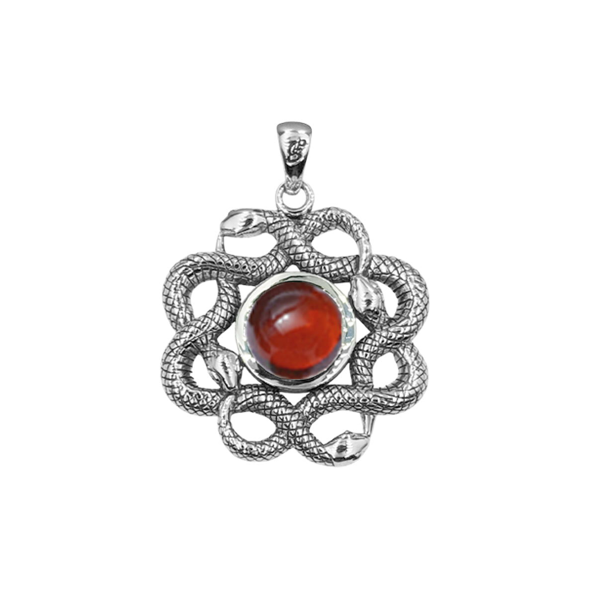 Ouroboros Snake with Celtic Knot Sterling Silver Pendant with Gem TPD6410