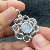 Ouroboros Snake with Celtic Knot Sterling Silver Pendant with Gem TPD6410