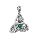 Triple Snake with Celtic Trinity Knot Solid Gold Pendant with Gem GPD6426