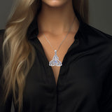 Triple Snake with Celtic Trinity Knot Solid Gold Pendant with Gem GPD6426