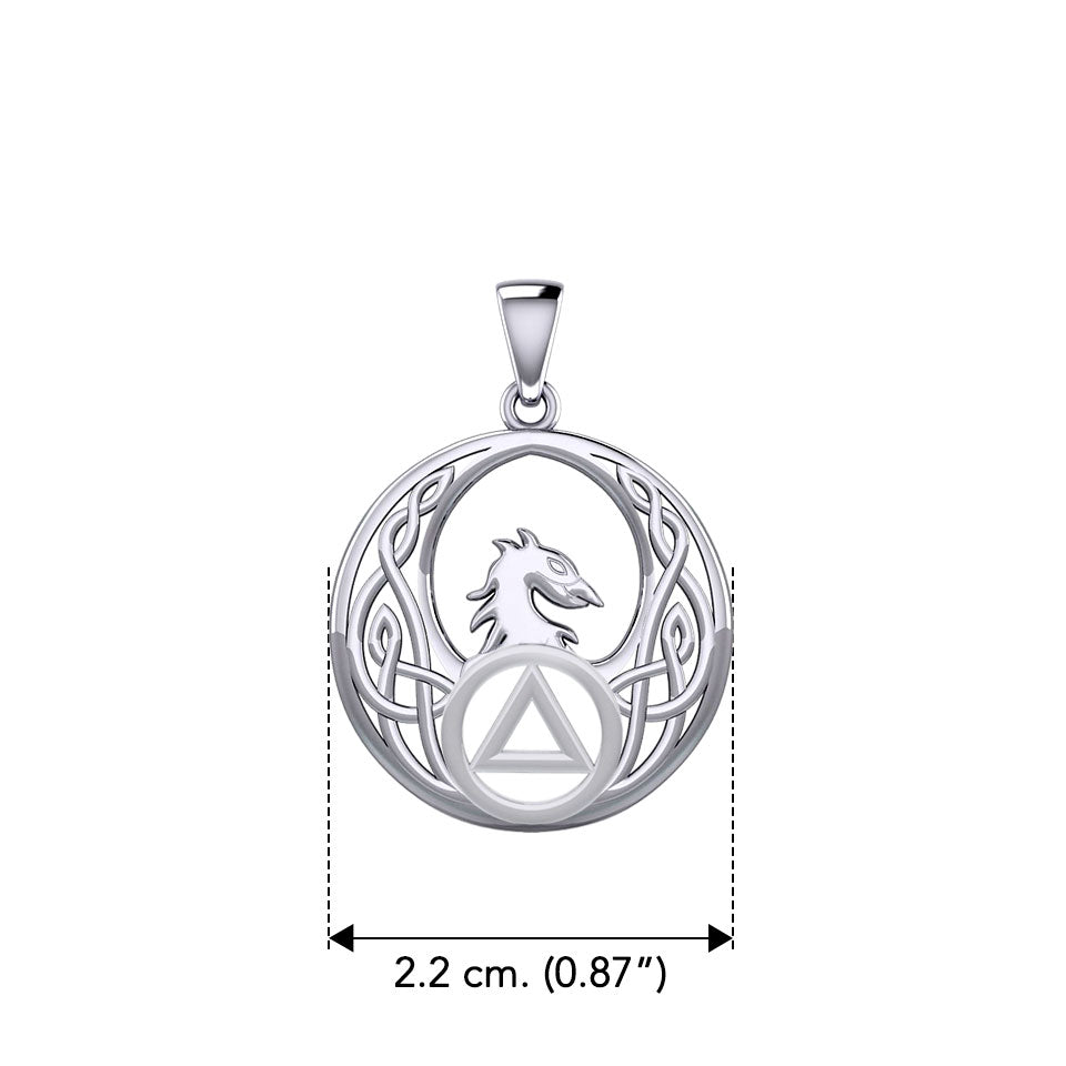 Celtic Phoenix with AA Recovery Symbol Sterling Silver Pendant TPD6431