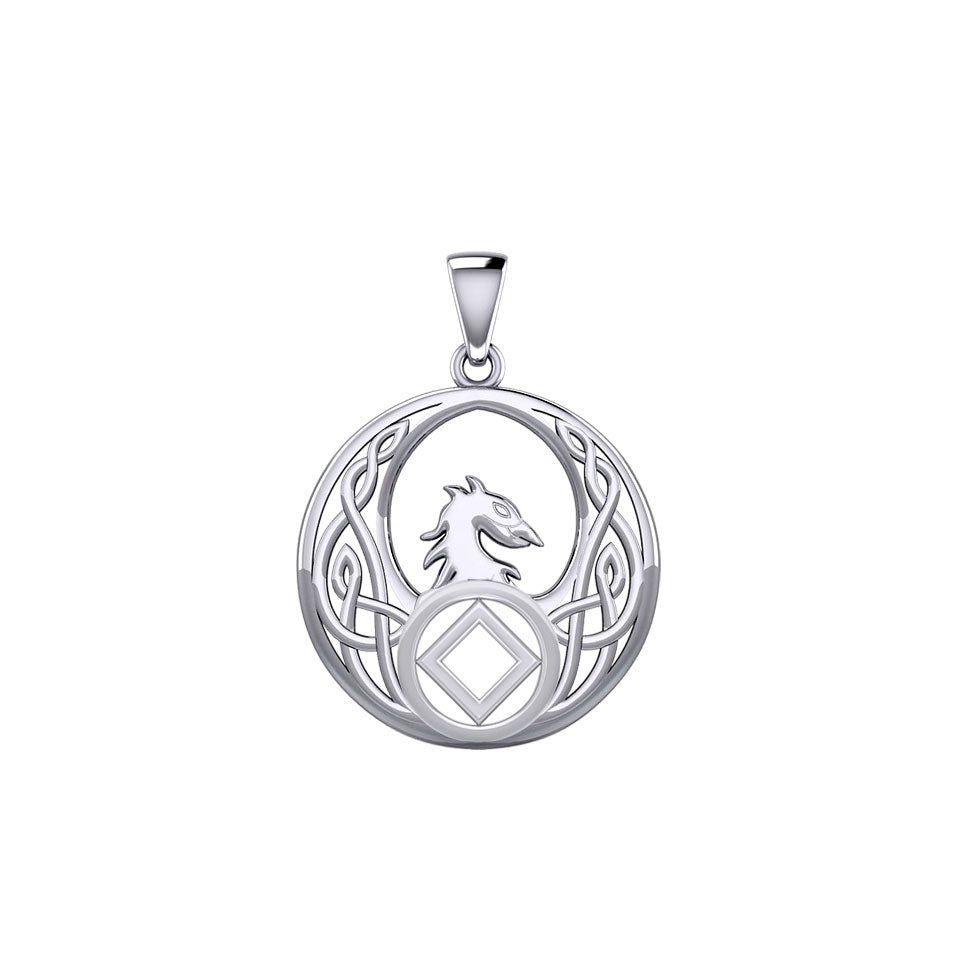 Celtic Phoenix with NA Recovery Symbol Sterling Silver Pendant TPD6432