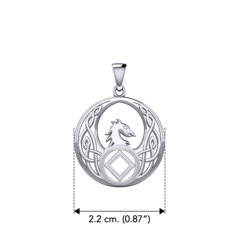 Celtic Phoenix with NA Recovery Symbol Sterling Silver Pendant TPD6432