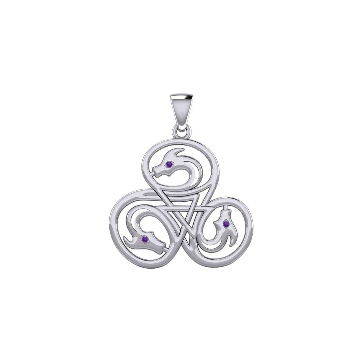 Dragon with Triskele Solid Gold Pendant with Gemstone GPD6439