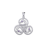 Dragon with Triskele Solid Gold Pendant with Gemstone GPD6439