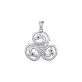 Dragon with Triskele Solid Gold Pendant with Gemstone GPD6439