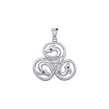 Dragon with Triskele Solid Gold Pendant with Gemstone GPD6439